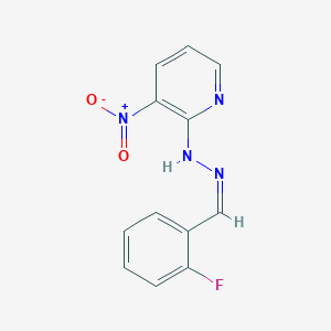 molecular formula C12H9FN4O2 B412047 2-Fluorobenzaldehyde {3-nitro-2-pyridinyl}hydrazone 