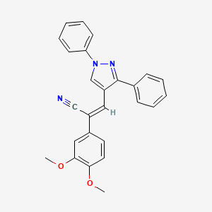 molecular formula C26H21N3O2 B4120472 2-(3,4-dimethoxyphenyl)-3-(1,3-diphenyl-1H-pyrazol-4-yl)acrylonitrile 