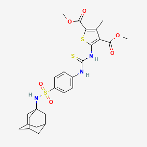 molecular formula C26H31N3O6S3 B4120494 dimethyl 5-{[({4-[(1-adamantylamino)sulfonyl]phenyl}amino)carbonothioyl]amino}-3-methyl-2,4-thiophenedicarboxylate 