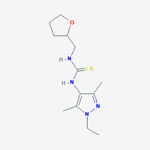 molecular formula C13H22N4OS B4120499 N-(1-ethyl-3,5-dimethyl-1H-pyrazol-4-yl)-N'-(tetrahydro-2-furanylmethyl)thiourea 