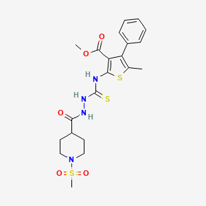 molecular formula C21H26N4O5S3 B4120556 methyl 5-methyl-2-{[(2-{[1-(methylsulfonyl)-4-piperidinyl]carbonyl}hydrazino)carbonothioyl]amino}-4-phenyl-3-thiophenecarboxylate 
