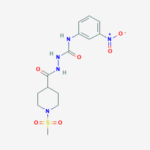 molecular formula C14H19N5O6S B4120657 2-{[1-(methylsulfonyl)-4-piperidinyl]carbonyl}-N-(3-nitrophenyl)hydrazinecarboxamide 