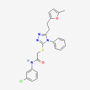 molecular formula C23H21ClN4O2S B4120688 N-(3-chlorophenyl)-2-({5-[2-(5-methyl-2-furyl)ethyl]-4-phenyl-4H-1,2,4-triazol-3-yl}thio)acetamide 