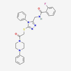 molecular formula C28H27FN6O2S B4120756 2-fluoro-N-[(5-{[2-oxo-2-(4-phenyl-1-piperazinyl)ethyl]thio}-4-phenyl-4H-1,2,4-triazol-3-yl)methyl]benzamide 