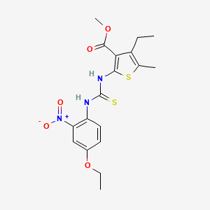 molecular formula C18H21N3O5S2 B4120786 methyl 2-({[(4-ethoxy-2-nitrophenyl)amino]carbonothioyl}amino)-4-ethyl-5-methyl-3-thiophenecarboxylate 