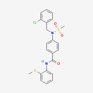 molecular formula C22H21ClN2O3S2 B4120823 4-[(2-chlorobenzyl)(methylsulfonyl)amino]-N-[2-(methylthio)phenyl]benzamide 