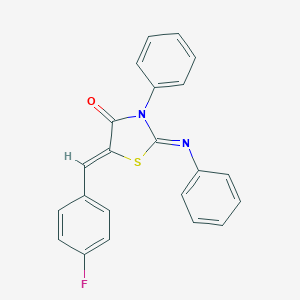 molecular formula C22H15FN2OS B412085 (5Z)-5-[(4-fluorophenyl)methylidene]-3-phenyl-2-phenylimino-1,3-thiazolidin-4-one 