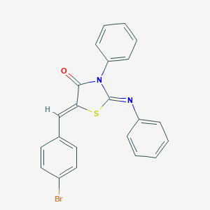 molecular formula C22H15BrN2OS B412086 5-(4-Bromobenzylidene)-3-phenyl-2-(phenylimino)-1,3-thiazolidin-4-one 