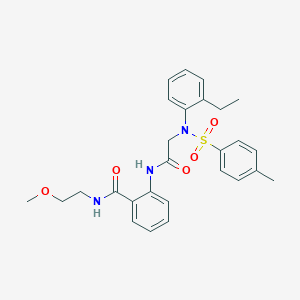 molecular formula C27H31N3O5S B4120863 2-({N-(2-ethylphenyl)-N-[(4-methylphenyl)sulfonyl]glycyl}amino)-N-(2-methoxyethyl)benzamide 