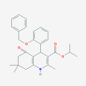 molecular formula C29H33NO4 B412091 Isopropyl 4-[2-(benzyloxy)phenyl]-2,7,7-trimethyl-5-oxo-1,4,5,6,7,8-hexahydro-3-quinolinecarboxylate 