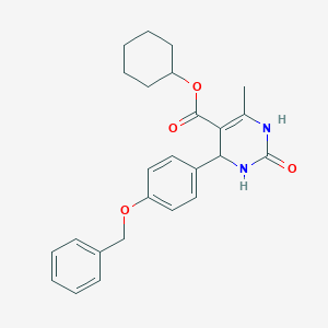 molecular formula C25H28N2O4 B412092 Cyclohexyl 4-[4-(benzyloxy)phenyl]-6-methyl-2-oxo-1,2,3,4-tetrahydro-5-pyrimidinecarboxylate 
