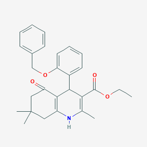 molecular formula C28H31NO4 B412094 4-(2-(苄氧基)苯基)-2,7,7-三甲基-5-氧代-1,4,5,6,7,8-六氢喹啉-3-羧酸乙酯 CAS No. 294197-61-8