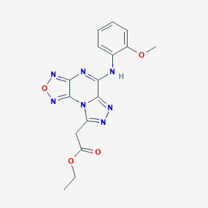 molecular formula C16H15N7O4 B412096 Ethyl [5-(2-methoxyanilino)[1,2,5]oxadiazolo[3,4-e][1,2,4]triazolo[4,3-a]pyrazin-8-yl]acetate 