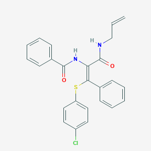 molecular formula C25H21ClN2O2S B412102 N-{1-[(allylamino)carbonyl]-2-[(4-chlorophenyl)sulfanyl]-2-phenylvinyl}benzamide 