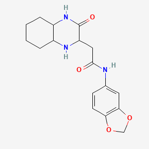 N-1,3-benzodioxol-5-yl-2-(3-oxodecahydro-2-quinoxalinyl)acetamide