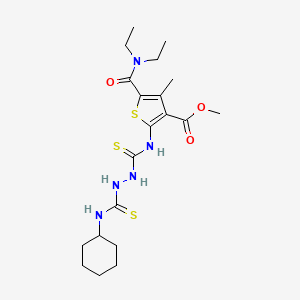 molecular formula C20H31N5O3S3 B4121083 methyl 2-[({2-[(cyclohexylamino)carbonothioyl]hydrazino}carbonothioyl)amino]-5-[(diethylamino)carbonyl]-4-methyl-3-thiophenecarboxylate 