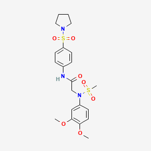 molecular formula C21H27N3O7S2 B4121090 N~2~-(3,4-dimethoxyphenyl)-N~2~-(methylsulfonyl)-N~1~-[4-(1-pyrrolidinylsulfonyl)phenyl]glycinamide 