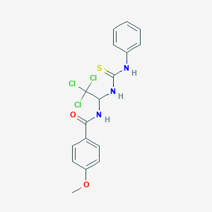 molecular formula C17H16Cl3N3O2S B412110 N-{1-[(anilinocarbothioyl)amino]-2,2,2-trichloroethyl}-4-methoxybenzamide 