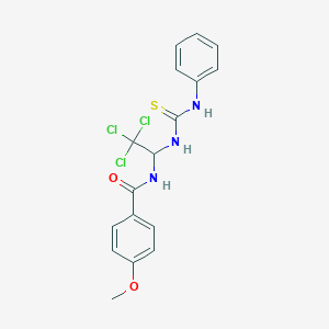 molecular formula C17H16Cl3N3O2S B412110 4-METHOXY-N-(2,2,2-TRICHLORO-1-(3-PHENYL-THIOUREIDO)-ETHYL)-BENZAMIDE 