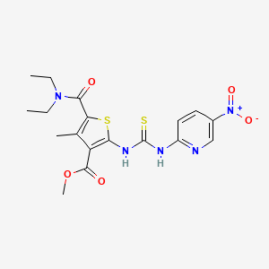 molecular formula C18H21N5O5S2 B4121103 methyl 5-[(diethylamino)carbonyl]-4-methyl-2-({[(5-nitro-2-pyridinyl)amino]carbonothioyl}amino)-3-thiophenecarboxylate 