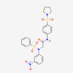 molecular formula C24H24N4O7S2 B4121126 N~2~-(3-nitrophenyl)-N~2~-(phenylsulfonyl)-N~1~-[4-(1-pyrrolidinylsulfonyl)phenyl]glycinamide 