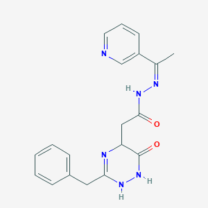 molecular formula C19H20N6O2 B412117 2-(3-benzyl-6-oxo-1,4,5,6-tetrahydro-1,2,4-triazin-5-yl)-N'-[1-(3-pyridinyl)ethylidene]acetohydrazide 
