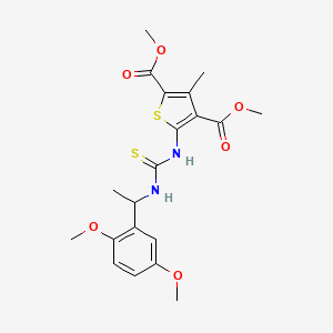 Dimethyl 5-({[1-(2,5-dimethoxyphenyl)ethyl]carbamothioyl}amino)-3-methylthiophene-2,4-dicarboxylate