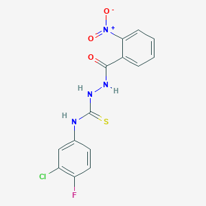 N-(3-chloro-4-fluorophenyl)-2-(2-nitrobenzoyl)hydrazinecarbothioamide