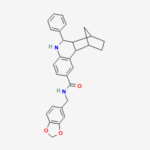 N-(1,3-benzodioxol-5-ylmethyl)-10-phenyl-9-azatetracyclo[10.2.1.0~2,11~.0~3,8~]pentadeca-3,5,7-triene-5-carboxamide