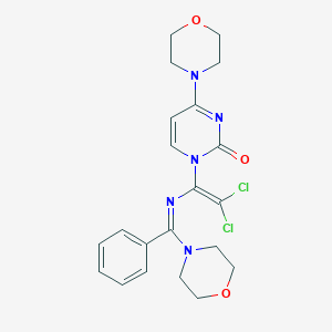 molecular formula C21H23Cl2N5O3 B412129 (Z)-1-(2,2-dichloro-1-((morpholino(phenyl)methylene)amino)vinyl)-4-morpholinopyrimidin-2(1H)-one 
