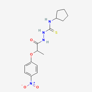 molecular formula C15H20N4O4S B4121342 N-cyclopentyl-2-[2-(4-nitrophenoxy)propanoyl]hydrazinecarbothioamide 