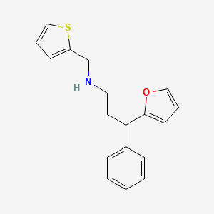 3-(furan-2-yl)-3-phenyl-N-(thiophen-2-ylmethyl)propan-1-amine