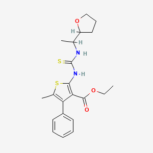 ethyl 5-methyl-4-phenyl-2-[({[1-(tetrahydro-2-furanyl)ethyl]amino}carbonothioyl)amino]-3-thiophenecarboxylate