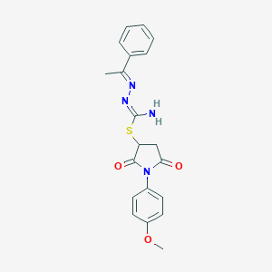 1-(4-methoxyphenyl)-2,5-dioxopyrrolidin-3-yl (2E)-2-(1-phenylethylidene)hydrazinecarbimidothioate