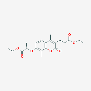 molecular formula C21H26O7 B4121419 ethyl 2-{[3-(3-ethoxy-3-oxopropyl)-4,8-dimethyl-2-oxo-2H-chromen-7-yl]oxy}propanoate 