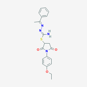 molecular formula C21H22N4O3S B412142 [1-(4-ethoxyphenyl)-2,5-dioxopyrrolidin-3-yl] N'-[(E)-1-phenylethylideneamino]carbamimidothioate 