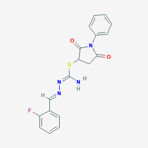 2,5-Dioxo-1-phenyl-3-pyrrolidinyl 2-(2-fluorobenzylidene)hydrazinecarbimidothioate