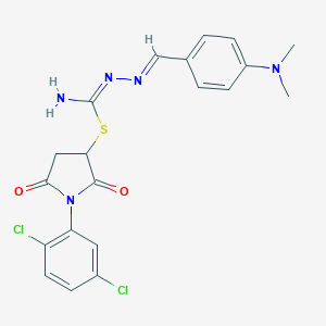 molecular formula C20H19Cl2N5O2S B412149 1-(2,5-Dichlorophenyl)-2,5-dioxo-3-pyrrolidinyl 2-[4-(dimethylamino)benzylidene]hydrazinecarbimidothioate 