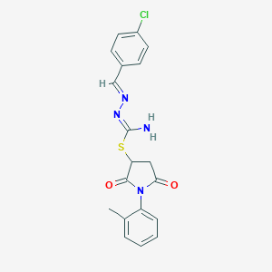 1-(2-Methylphenyl)-2,5-dioxo-3-pyrrolidinyl 2-(4-chlorobenzylidene)hydrazinecarbimidothioate