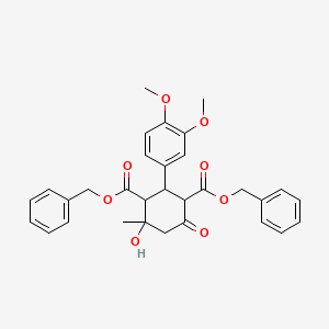 dibenzyl 2-(3,4-dimethoxyphenyl)-4-hydroxy-4-methyl-6-oxo-1,3-cyclohexanedicarboxylate