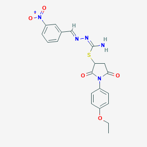 1-(4-Ethoxyphenyl)-2,5-dioxo-3-pyrrolidinyl 2-{3-nitrobenzylidene}hydrazinecarbimidothioate