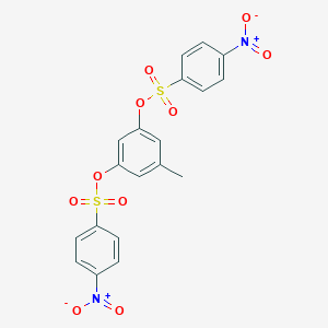 molecular formula C19H14N2O10S2 B412154 3-[({4-Nitrophenyl}sulfonyl)oxy]-5-methylphenyl 4-nitrobenzenesulfonate 