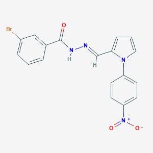 molecular formula C18H13BrN4O3 B412159 3-bromo-N'-[(1-{4-nitrophenyl}-1H-pyrrol-2-yl)methylene]benzohydrazide 