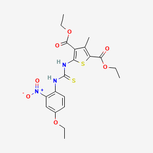 molecular formula C20H23N3O7S2 B4121599 diethyl 5-({[(4-ethoxy-2-nitrophenyl)amino]carbonothioyl}amino)-3-methyl-2,4-thiophenedicarboxylate 