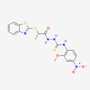 2-[2-(1,3-benzothiazol-2-ylsulfanyl)propanoyl]-N-(2-methoxy-4-nitrophenyl)hydrazinecarbothioamide