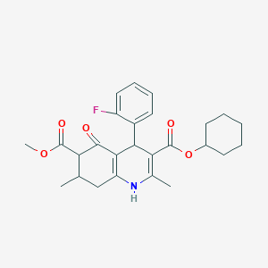 3-Cyclohexyl 6-methyl 4-(2-fluorophenyl)-2,7-dimethyl-5-oxo-1,4,5,6,7,8-hexahydroquinoline-3,6-dicarboxylate