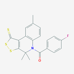 molecular formula C20H16FNOS3 B412167 5-(4-fluorobenzoyl)-4,4,8-trimethyl-4,5-dihydro-1H-[1,2]dithiolo[3,4-c]quinoline-1-thione CAS No. 296272-11-2