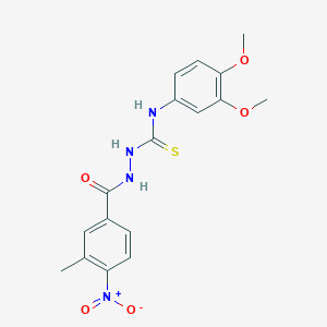 molecular formula C17H18N4O5S B4121722 N-(3,4-dimethoxyphenyl)-2-(3-methyl-4-nitrobenzoyl)hydrazinecarbothioamide 