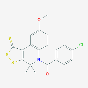 molecular formula C20H16ClNO2S3 B412173 5-(4-chlorobenzoyl)-8-methoxy-4,4-dimethyl-4,5-dihydro-1H-[1,2]dithiolo[3,4-c]quinoline-1-thione CAS No. 299970-33-5