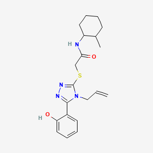 molecular formula C20H26N4O2S B4121784 2-[[5-(2-hydroxyphenyl)-4-prop-2-enyl-1,2,4-triazol-3-yl]sulfanyl]-N-(2-methylcyclohexyl)acetamide 